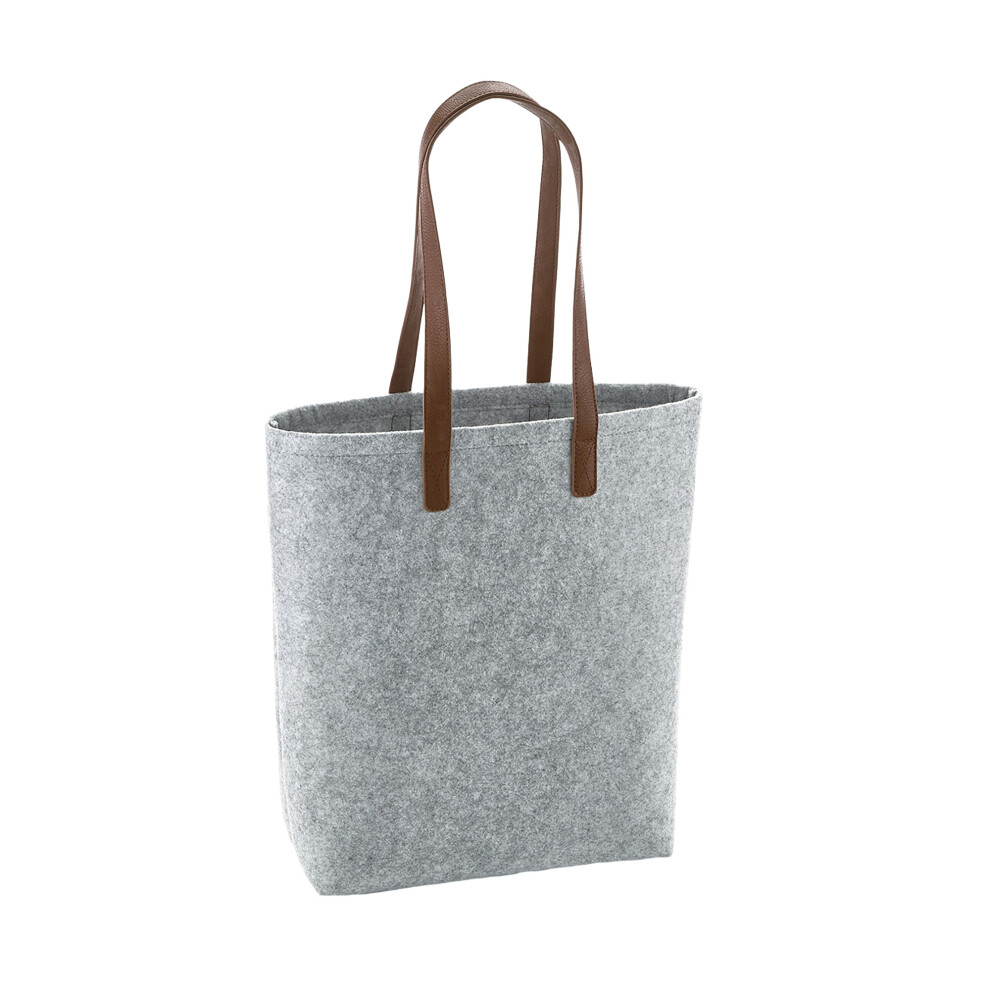 Bagbase (One Size, Grey Melange/Tan) Premium Felt Tote