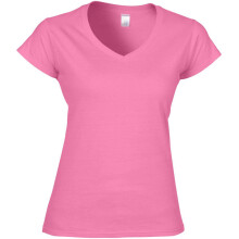 (M, Azalea) Gildan Ladies Soft Style Short Sleeve V-Neck T-Shirt