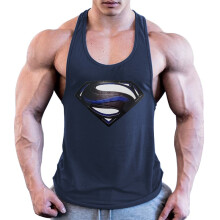 (Navy Blue,S)Herren Bodybuilding Tank Top Muskel Tshirt Gym Fitness Stringer 3D Shirts Superman