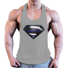 (Gray,S)Herren Bodybuilding Tank Top Muskel Tshirt Gym Fitness Stringer 3D Shirts Superman
