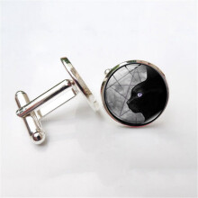 (Silver)Unique Black Cat Animal Cufflinks Plated In Antique Finish Bronze