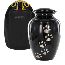 Trupoint Memorials Grote Huisdieren Urn voor Honden en Katten As, Pootafdruk Zwart