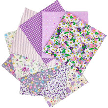 8 pezzi/lotto Teli di Tessuto Cotone 19.69" x 19.69" (50cm x 50cm) per Cucito e Crafting, Floreale Viola.