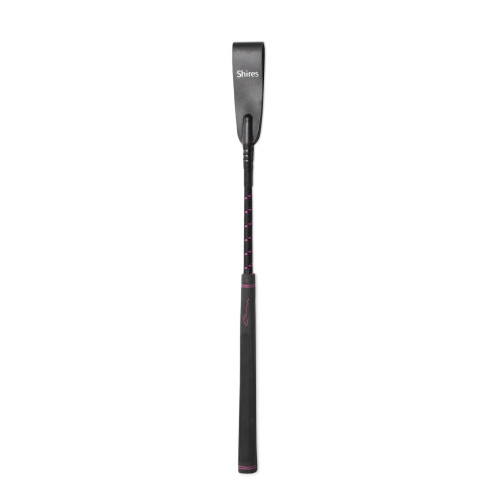 (17in, Raspberry) Shires Topaz Leather Horse Jumping Whip 2