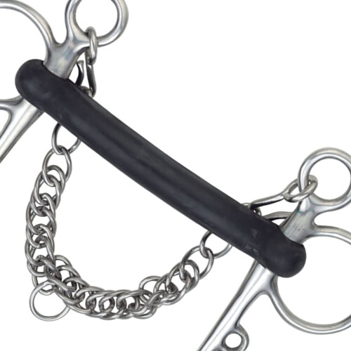 (5in, Black/Silver) Shires Hard Rubber Horse Pelham Bit 1