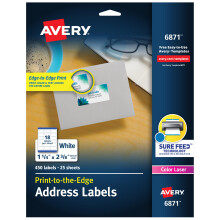 Etiquetas de dirección imprimibles Avery con Sure Feed, 1-1/4" x 2-3/8", blancas, 450 etiquetas (06871)