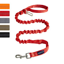 AUROTH Robuste Bungee Hondenriem voor Grote Rassen - 6FT met 2 Comforthandvatten, Schokabsorptie, Geen Trek Training, Rood