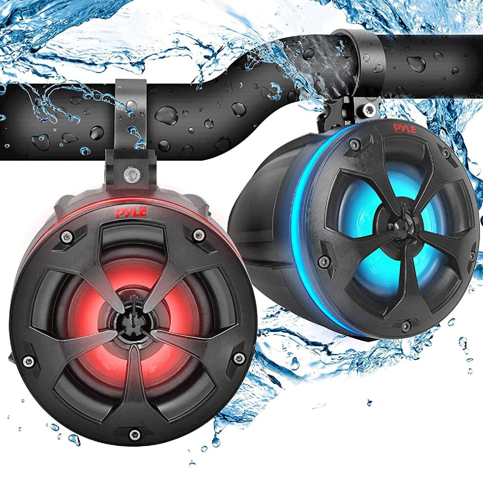 Photos - Walkie Talkie Pyle 2-Way Dual Waterproof Off-Road Speakers - 4" 800W Marine Grade Wakeboard Tower Speakers System w/RGB Lights & Remote, F