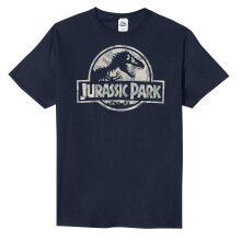 (S, Navy) Jurassic Park Mens Camo Logo T-Shirt