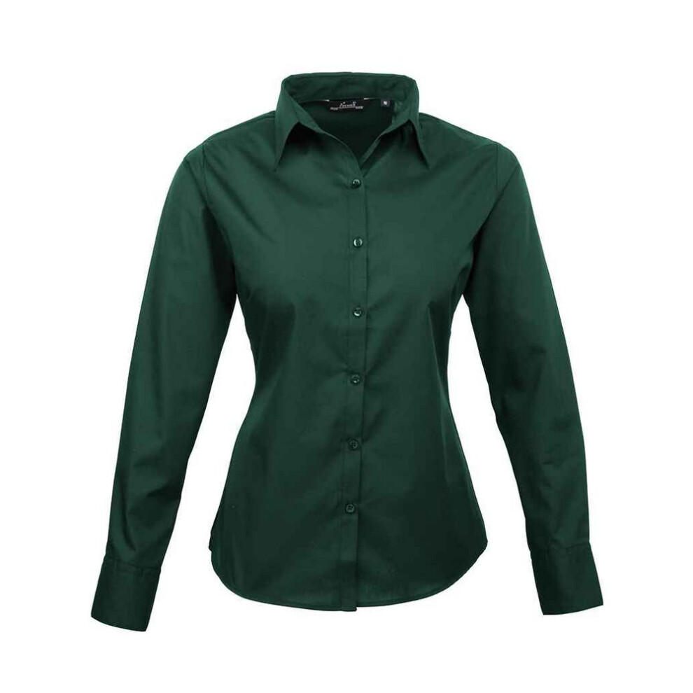Premier (Xl, Bottle ) Womens/Ladies Poplin Long-Sleeved Blouse Green