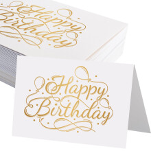JAGERGREEN 50 Pack 5x7 Birthday Cards, White Blank Happy Birthday Cards Bulk, Thick Folded Heavy Card Stock Paper for Greeting Cards, Thank You Notes,