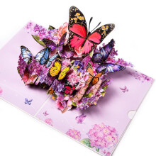 Tarjeta de felicitación 3D FIAMR, papel con corte láser, diseño de mariposa floral en flor