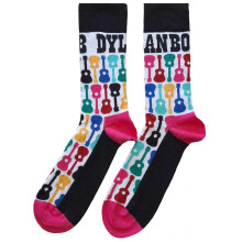 (7 UK-11 UK, Black/Pink) Bob Dylan Unisex Adult Guitar Ankle Socks