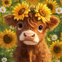 Cow Flowers Stempel Borduurpakketten - Voor Beginners Volwassenen Daisy Zonnebloem Patroon