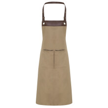 (One Size, Khaki/Brown Denim) Premier Espresso Bib Apron