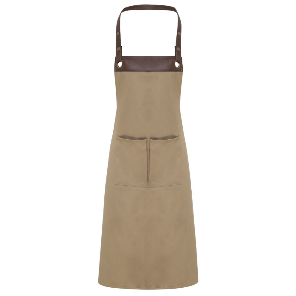 (One Size, Khaki/Brown Denim) Premier Espresso Bib Apron 5059269216245
