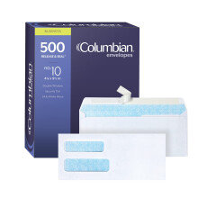 Sobres de Seguridad Tintados Colombianos #10 con doble ventana, 500/paquete, 24lb