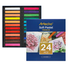 Artecho 24pcs Zachte Pastels, Vierkante Krijt voor Tekenen, Blenden, Laagjes, Schaduwen