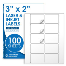 3" X 2" Matte Witte Afdrukbare Labels voor Inkjet en Laserprinters - 100 Vellen, 1000 Stickers