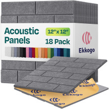 Ekkogo Akustikpaneele 18er-Pack Schallisolierung Wand 12"X12"X0.4" Ziegelstil Premium Schallabsorption