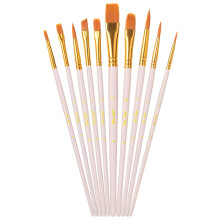 Mr. Pen- Artist Paint Brushes for Acrylic Painting, 10 pcs, Beige Ergonomic Wooden Handle, Synthetic Bristles in Different Sizes & Shapes, Watercolor