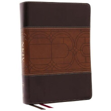 NKJV Study Bible Leathersoft Brown FullColor Comfort Print by Thomas N