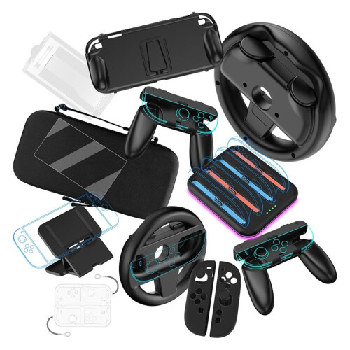 For  2 Host Grip Protective Case &Storage Bag& Charging Base &Wireless Game Steering Wheel   2