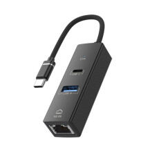 Wired Network Card Type-C to 3.0HUB 100M Network Card Mobile Phone Tablet Notebook Desktop RJ45 Black