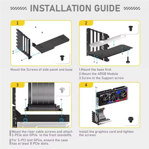Vertical  Card Holder Kit with 15cm PCI-E 4.0 X16 Riser Cable Video Card Support Kit GPU Bracket Holder White 2