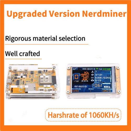 1060KH/S NMMiner NerdMiner Atualizado Harshrate 3,5 Polegadas  Display Bitcoin Crypto Solo Lottery Miner NerdMiner 1