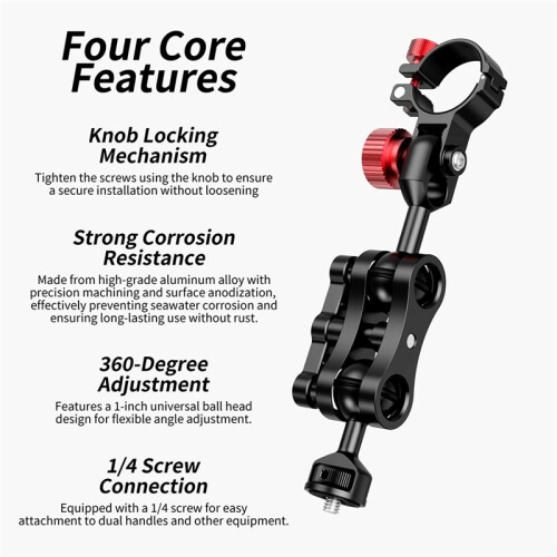 Diving Flashlight Holder Mount for Underwater Photography Dia 30-32mm Adjustable Torch Clip 2
