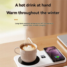 Mug Warmer and Phone Charger 2 in 1 Wireless Charger Drink Heating Warmer Magnetic USB Wireless Charging A