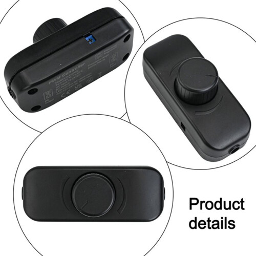 Inline Dimmer  for 12V 24V LED Lights Frequency Adjustable Push /Off Rotary Control for Brightness Adjustment A 1