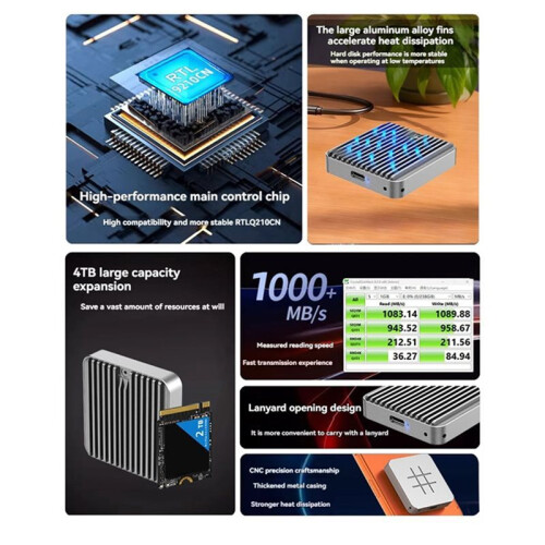 2330 Solid-State SSD-Gehäuse 10 Gbit/S für NVMe Single-Protocol Externes Tragbares Festplattengehäuse Typ-C 3.2 1