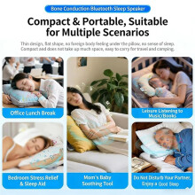 Pillow Speaker BT Sleep Sound Machine with Bone Conduction Stereo Sound Flat Design Under-Pillow Use White Noise & Timer