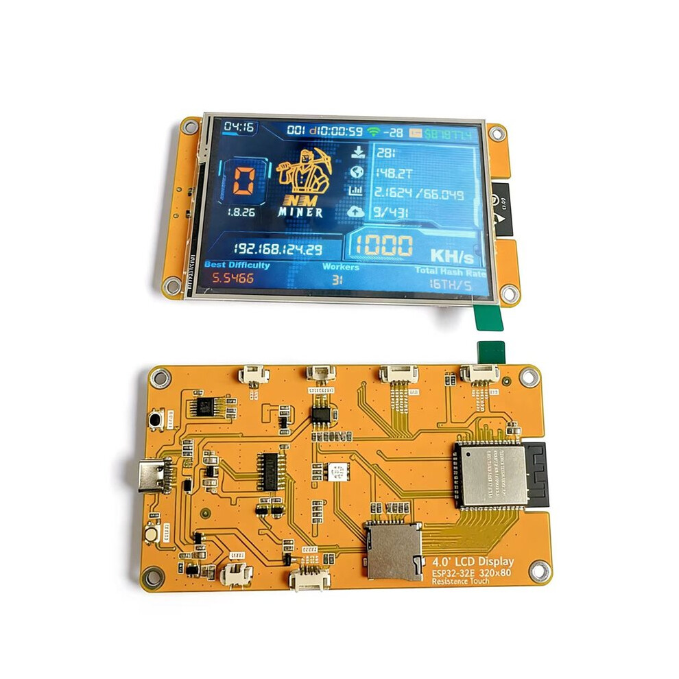 1000KH/S NMMiner NerdMiner+ Hashrate Miner ESP32 4-Zoll  Display Crypto Solo Lottery Bitcoin ESP32-032 Board