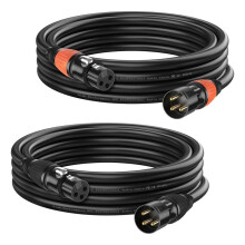 2Pcs 10ft DMX512 Cable, 3-Pin XLR Gold-Plated Male to Female Flexible Cables for Microphone, Stage Light , Mic Mixer