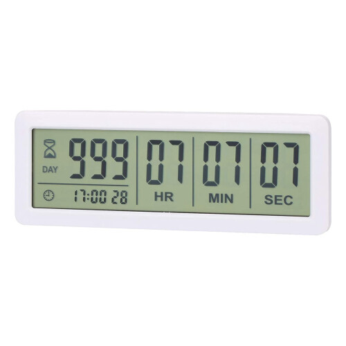 Digital Countdown Days Timer Clock - 999 Days Count Down Clock Timer for Graduation Lab Kitchen (White)