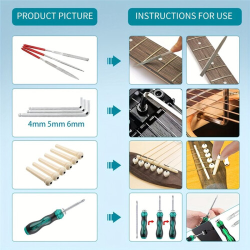 Guitar Maintenance Kit Guitar String Changing Tool, Tuning Wrench,Maintenance Tool Set Guitar Cleaning Accessories 2