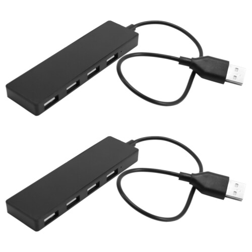 2X Ultra Mince Hub USB 4  USB 2.0 Hub Noir