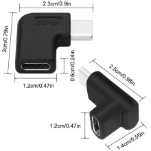 2X USB C Type C de 90 Grados, Derecha e Izquierda Hacia Arriba y Hacia Abajo en Ángulo 90 Grados USB-C USB 3.1 Type-C Macho A Hembra Adaptador de
