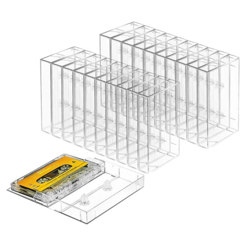 50-Pack Audio Cassette Storage Cases - Clear Plastic Cassette Tape Cases Box- Audio Storage Replacement Boxes 1