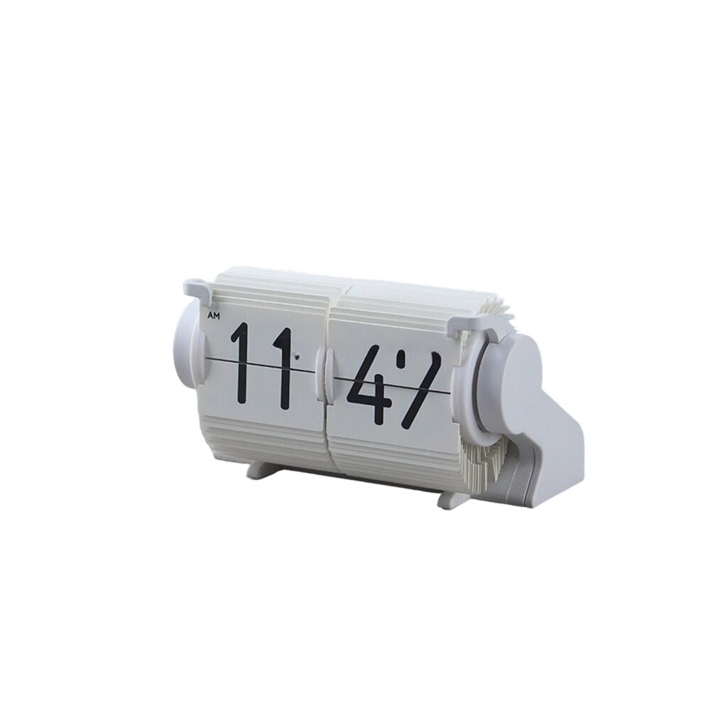 Vintage Flip Clock Mechanical Desk Calendar With Automatic Date & Alarm,Page Turning Clock For Home Decor White 4712286382812
