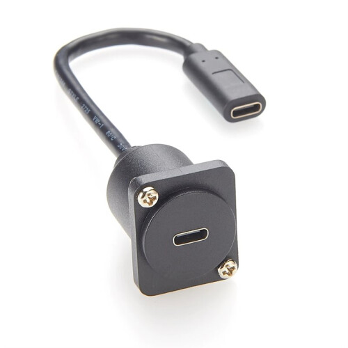 10Gbps USB C Panel Mount Adapter USB3.1 Type C Female to Female Cable D-Typel/XLR Panel Mount USB C Extension Cable 20cm