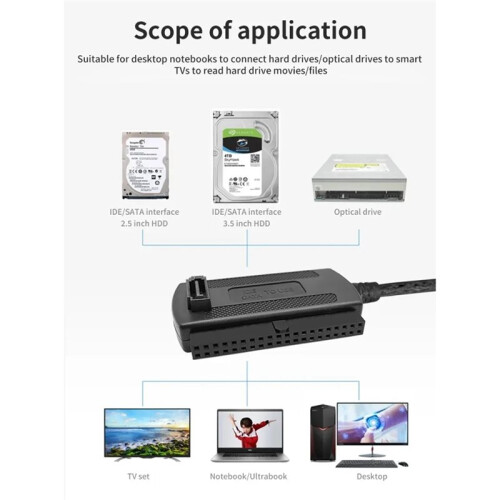 USB 2.0 to IDE /  2.5Inch 3.5Inch Hard Drive Disk HDD SSD 480Mb/S Data Interface Converter Adapter Cable EU PLUG 1