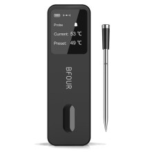 Sonda Sem Fio Recarregável para Alimentos com Tela LCD e Amplificador de Sinal para Churrasqueira, Forno e Espeto Giratório