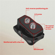 Montageadapter DSLR-Kamerabur med 1/4 Monteringshål TTL-Blixt LED-Lampa DV DSLR-Riggförlängningsstång Kall Sko Svart