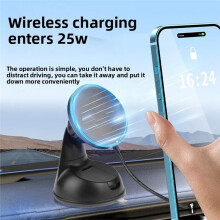 Chargeur de Voiture Sans Fil pour Qi2 25 W, Support de Fixation Rapide pour Grille D'Aération, Compatible avec pour 17, 16, 15, 14 et