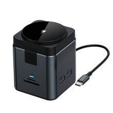 9-in-1-Dockingstation mit Magnetischem 15-W-Wireless-Ladegerät, USB-C-Hub mit 3x USB 3.0, HD 4K@30Hz und PD 100W Gigabit-Ethernet