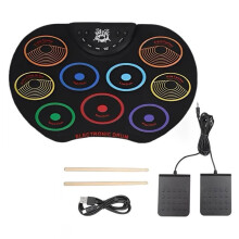 Electronic Drum Set 9 Pads Pad Digital Drum Kit Portable Drum Set with Drum Sticks Sustain Pedal for Kid Gift